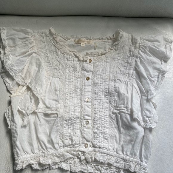 LoveShackFancy White Ruffled Blouse - Picture 1 of 4
